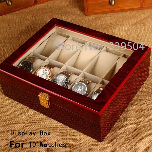 

10 grids watches box red piano paint mdf storage boxtransparent skylight brand watch storage boxes case w031, Black;blue