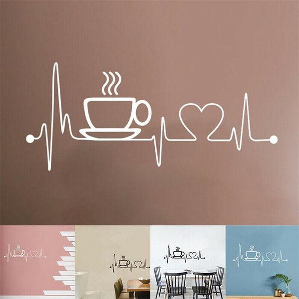 Съемный кухня украшения дома чашка кофе наклейки на стены творческий виниловые наклейки росписи дома магазин декор стикер стены