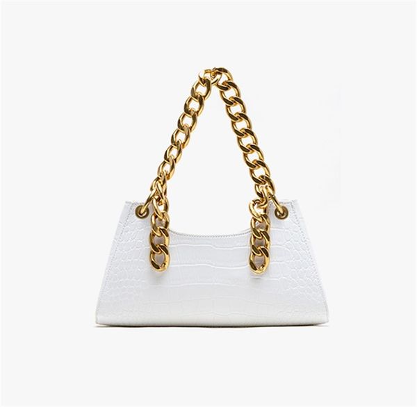 

european and american designer handbag rough metal chain underarm bags street p burst crocodile design stick bag shoulder bag