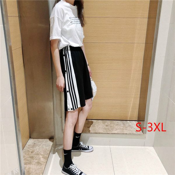 

designer women's shorts summer pants european and american tide brand side button elastic waist tether loose ladies sports shorts wf200, White;black