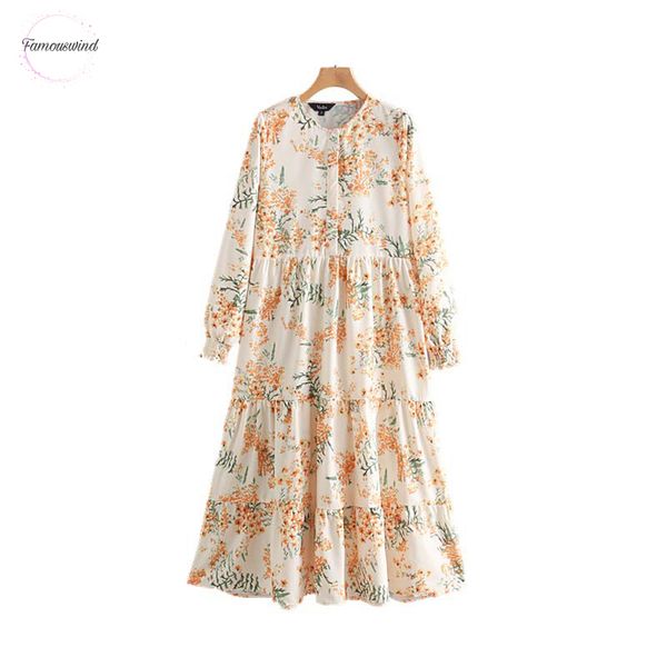 

women sweet floral print dress long sleeve o neck female style casual summer beach chic mid calf dresses qc302, Black;gray