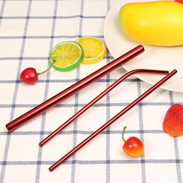 

304 stainless steel sturdy bent straight straw reusable metal drinking straws