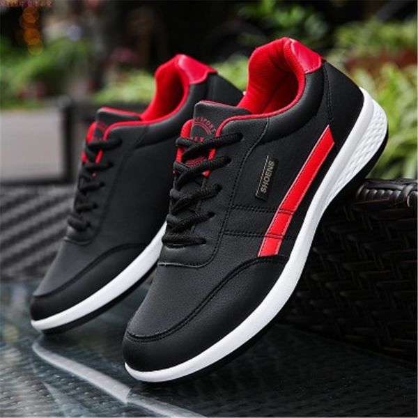 

2019 new mens shoes sneakers large size 39-44 man flats casual shoes pu leather loafers black white