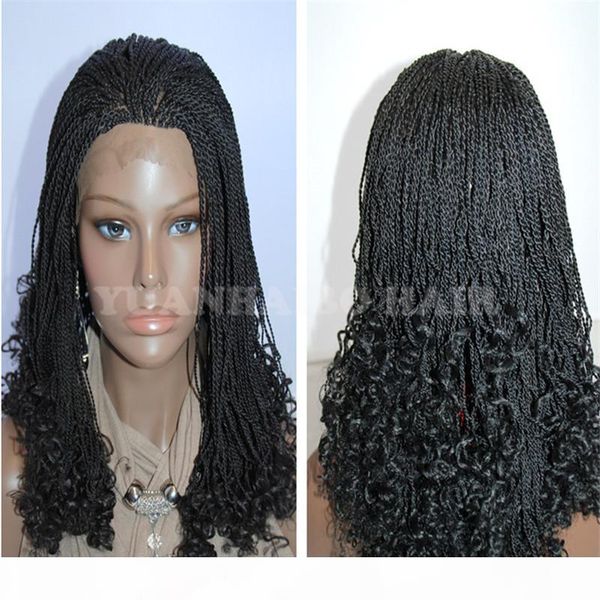 

wholesale price 10inch black synthetic hair kinky twists lace front short braided wig africa americans ing