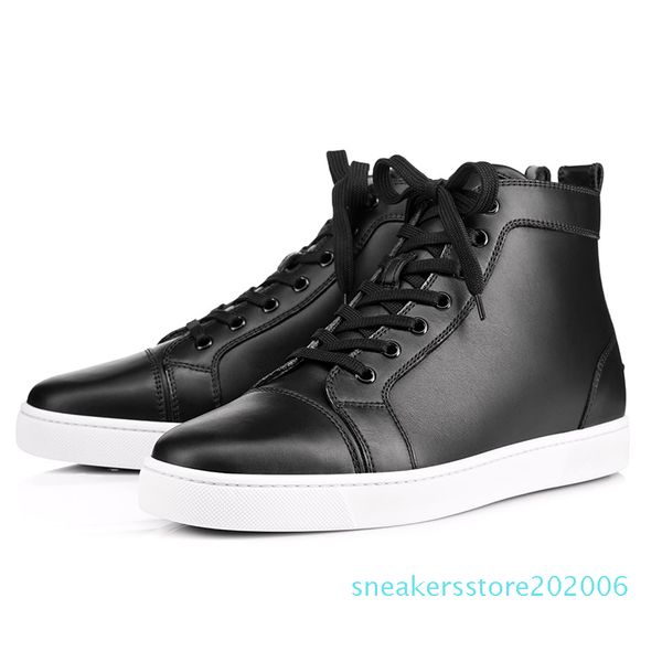 

new 2019 designer sneakers red bottom shoe studded spike for men and women shoes glitter party genuine leather casual rivet sneakers s06, Black