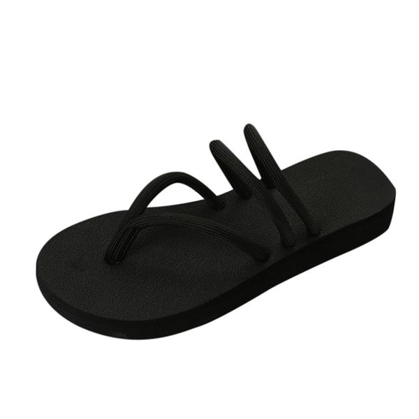 

siketu women sandals solid pinch slip sole flat shoes flip flops home&outdoor slipper summer beach shoes bathroom slippers a30, Black