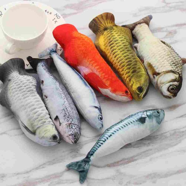 

plush creative 3d carp fish shape cat toy gift cute simulation fish playing toy for pet gifts catnip fish stuffed pillow doll
