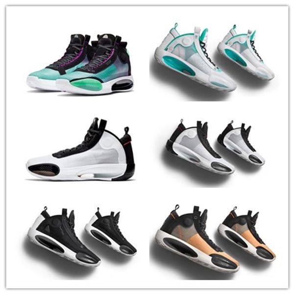 

retro big kids jumpman xxxiv 34 blue void basketball shoes 34s zoom eclipse bred amber rise pe green glow metallic silver mens sports shoe, Black