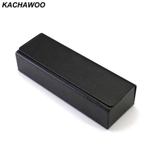 

kachawoo eye glasses sunglasses hard case box rectangle magnet flip up pu leather case for glasses accessories black white, Silver