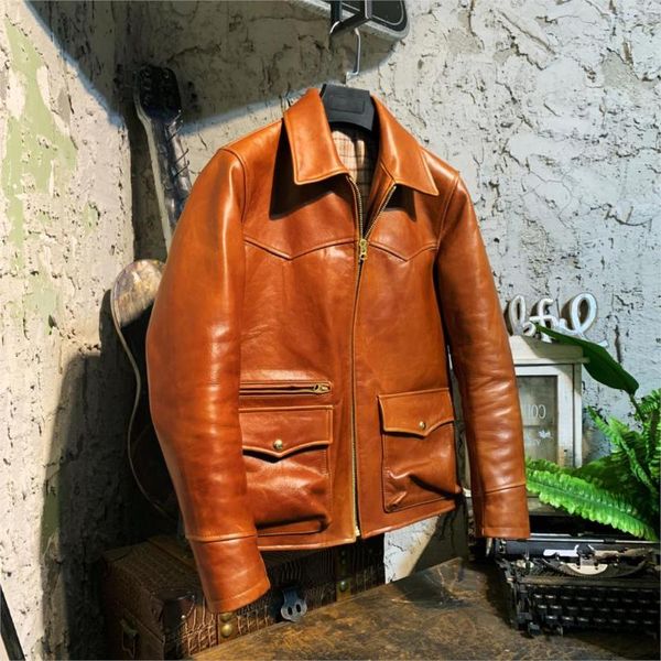 

year-end welfare, this is a surprise oil wax leather lapel leather jacket, Black