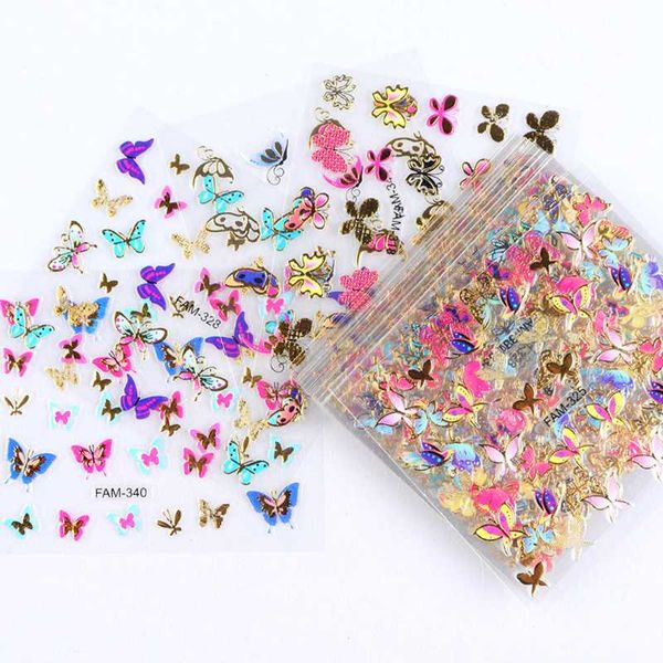 30 Uds oro plata 3D Nail Art Sticker calcomanías huecas diseños mixtos adhesivo flor puntas de uñas carta mariposa papel