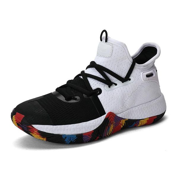 

2020 large men's basketball shoes high-boots non-slip sneakers women's wear-resistant breathable flying woven couple sneakers