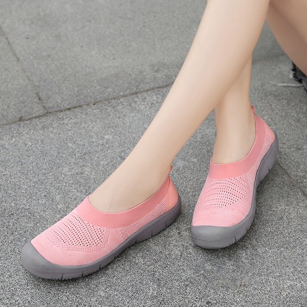 

big size sneakers women flats shoes summer breathable flying weaving running shoes woman slip-on creepers moccasins ladies