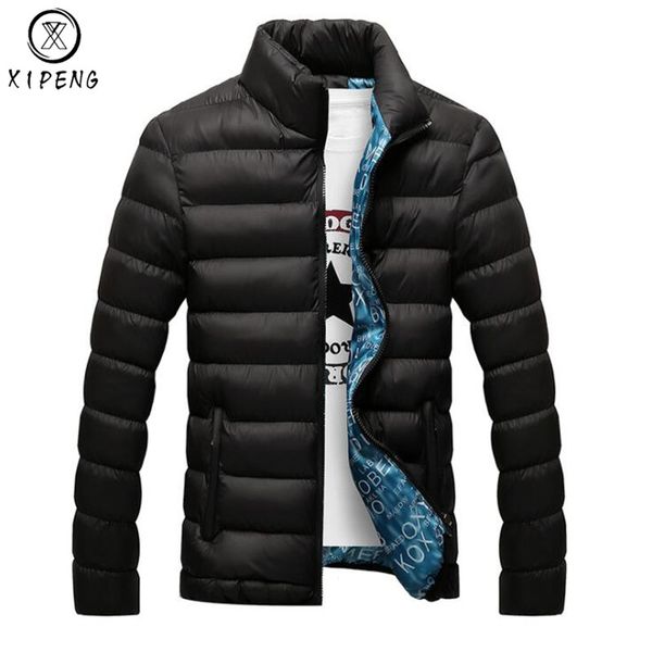 

dropshipping winter jacket men 2019 fashion stand collar male parka jacket mens solid thick jackets and coats man winter parkas, Black
