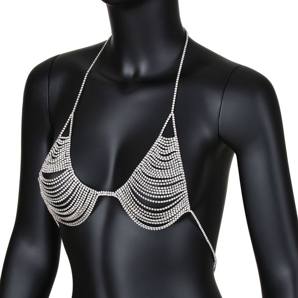 Modemarke Klaue Kristall BH Sklavengeschirr Körperkette Frauen Strass Halsband Halskette Sexy Bikini Strand Bauchketten Körperschmuck 2017
