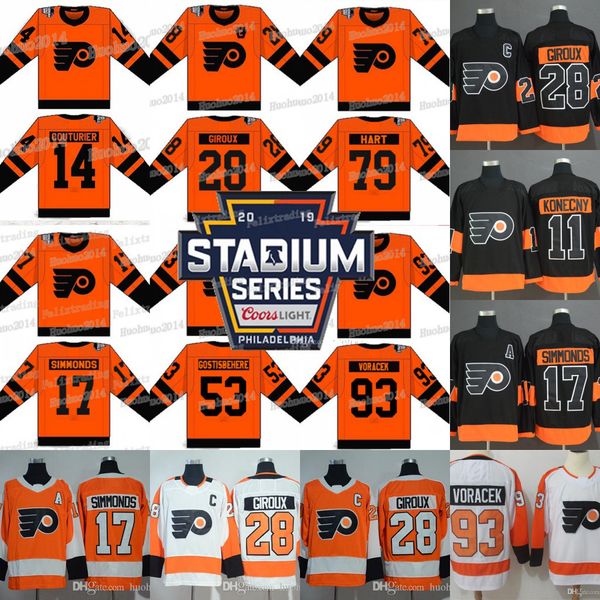 

14 Sean Couturier 2019 Stadium Series Philadelphia Flyers Carter Hart Claude Giroux Wayne Simmonds Jakub Voracek Shayne Gostisbehere Jersey