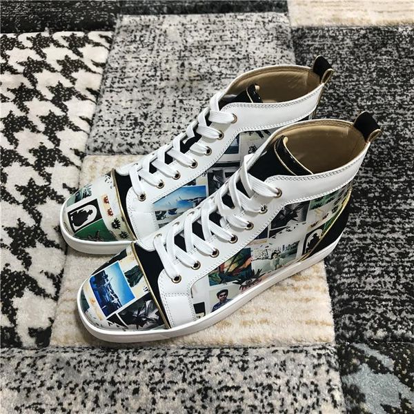 

new items red bottom sneakers women men luxury designers collage patent leather covered p wholesale high trainers, Black