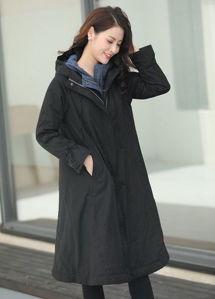 

white duck down coat women winter 2019 casual solid hooded warm female down jackets parkas, Black