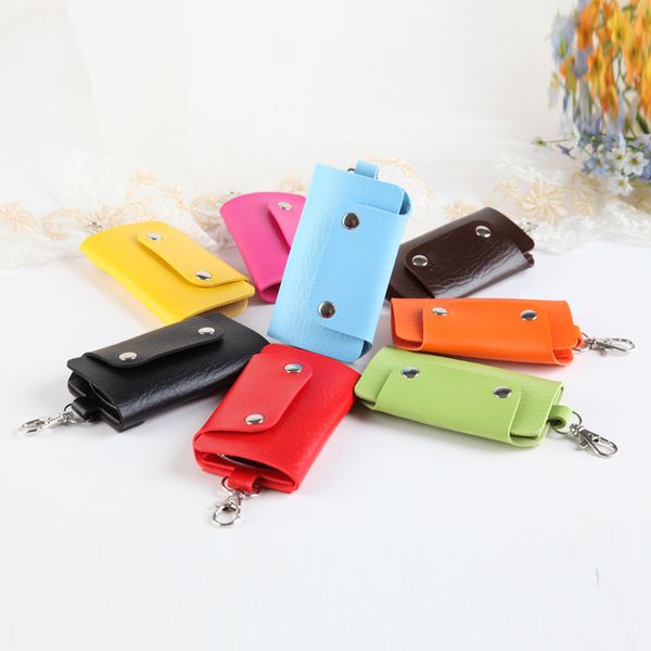 

pu leather housekeeper holders car keychain key holder bag case wallet cover leather key holder leather keychain, Silver