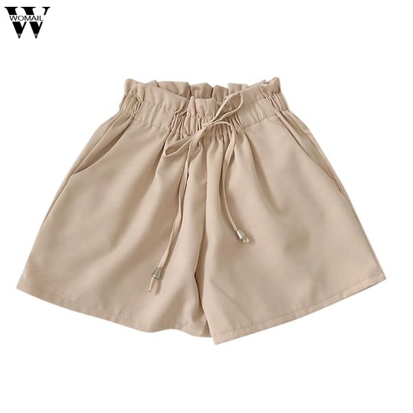 

womail shorts 1pc women's summer casual shorts solid color short chiffon casual high waist short beach stretch 2019 may28, White;black