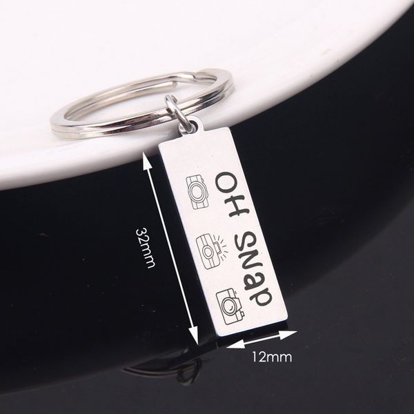

oh snap stainless steel keychain for pgrapher key ring gift stick figure camera trendy jewelry charm key fobs, Silver