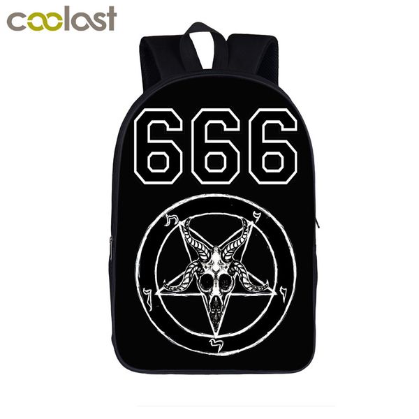 

666 / hail satan / baphomet backpack women men casual travel bags teenager boy girls school bags lapbackpack kid book bag