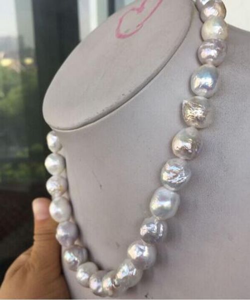 

elegant 12-13mm baroque white style pearl necklace inch necklace, Silver
