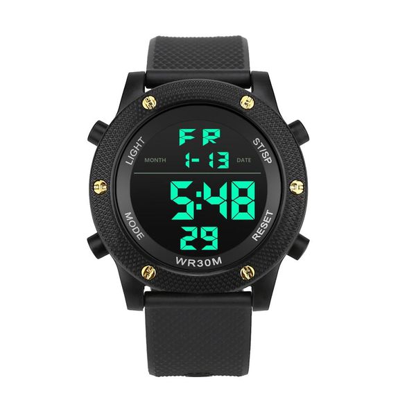 

multifunctional simple style silicone strap waterproof electronic sport digital watch for men male gift, Slivery;brown