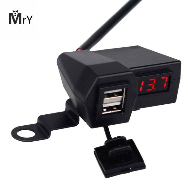 

1pc 4 in 1 double usb adapter waterproof motorcycle charger support installation with switch button accessories new