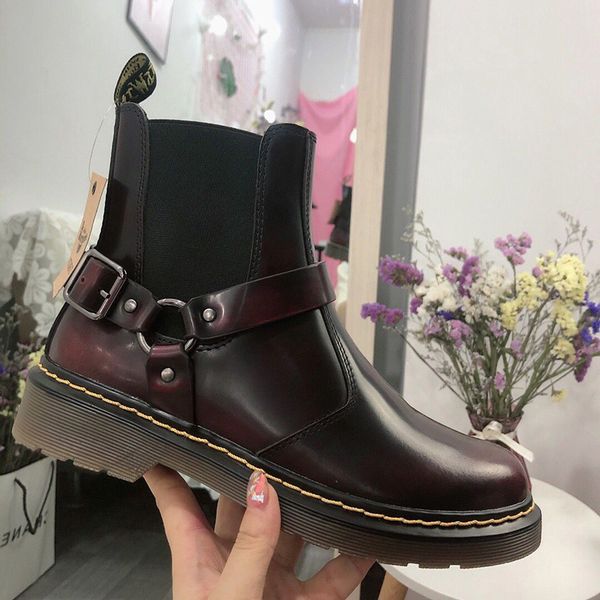 

martin bootsdr.martens female british wind 2019 winter and autumn custom women's leather boots exquisite flat bare boots and ankle boot, Black