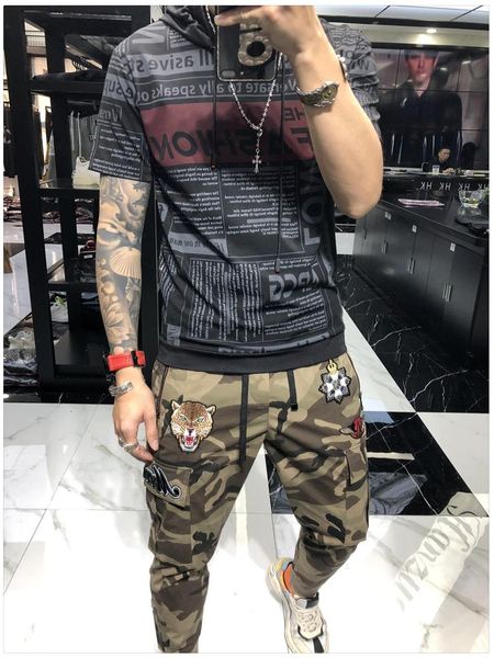 

летом 2019 мода спортивная письмо шляпа без тары короткий рукав t-рубашки марка чао печатном цилиндре футболки лето, White;black