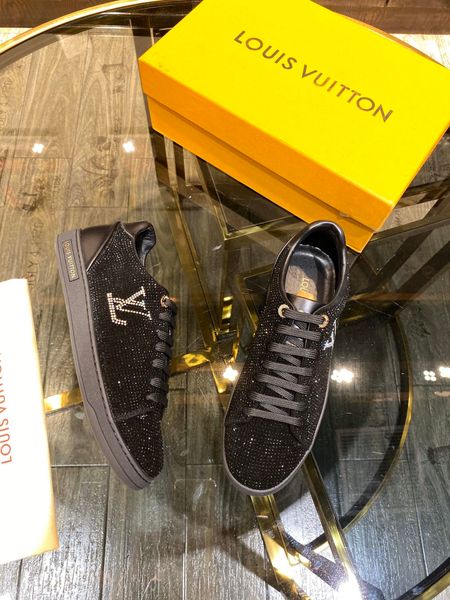 

new style luxury high-end men's casual sports shoes fashion design brand platform men's shoes crystal embellishment liyu, Black