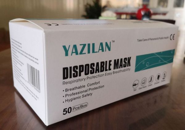 

Одноразовые маски для лица одноразовые 3 слоя пылезащитная маска для лица защитный чехол маски Набор 50 шт.=1 коробка Бесплатная доставка FDA CE authenticatIN