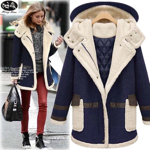 

hongmiao 2018 новая мода закодируем костюм-платье зимний pattern утолщение овечьей шерсти пальто свободные пальто длинный фонд easy тонкий х, Black