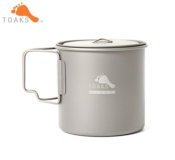 

toaks pot-650-l pure titanium cup ultralight version 0.3mm outdoor mug with lid and foldable handle camping cookware 650ml 80g
