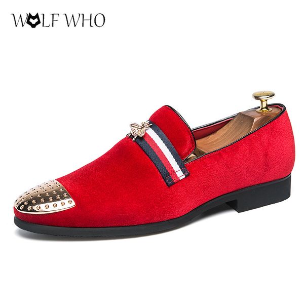 

fashion men dress leather shoes men classic corduroy suits shoes slip on party loafers male wedding chaussure homme, Black