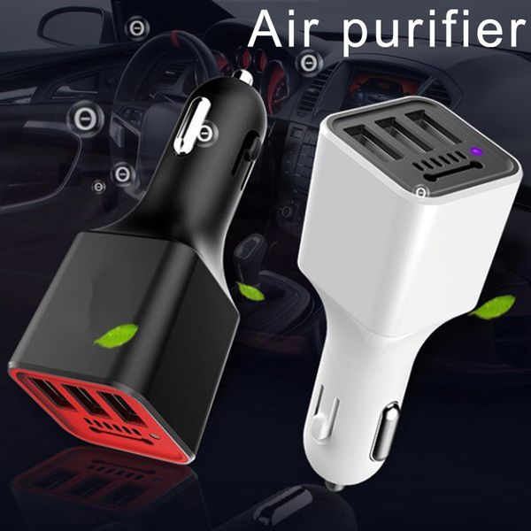 

2019 1 pcs 3 usb port car lighter socket charger air purifier negative ion ionizer csl88