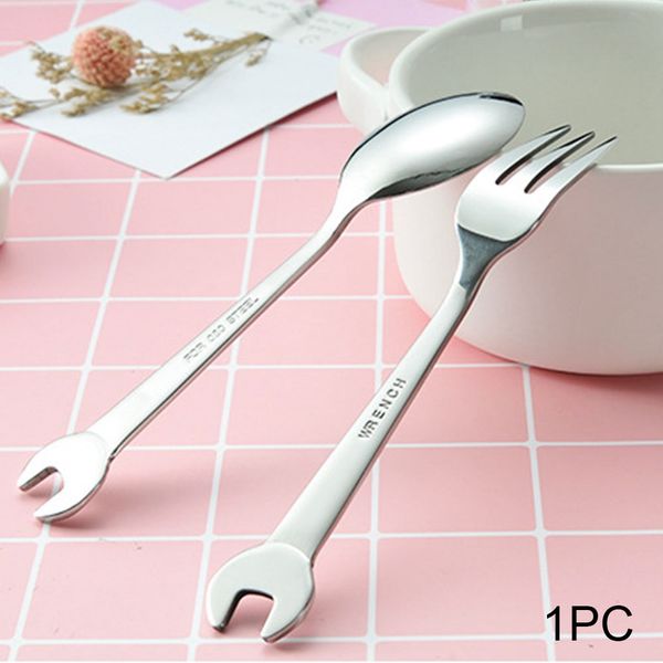 

coffee tableware kids portable tools wrench shape spoon fruit stainless steel kitchen utensil dessert forks forks
