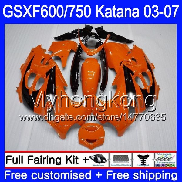 GSX600F Per SUZUKI GSXF 600 750 GSXF600 2003 2004 2005 2006 2007 293HM.3 GSXF-750 arancione nero caldo KATANA GSXF750 03 04 05 06 07 Carenature