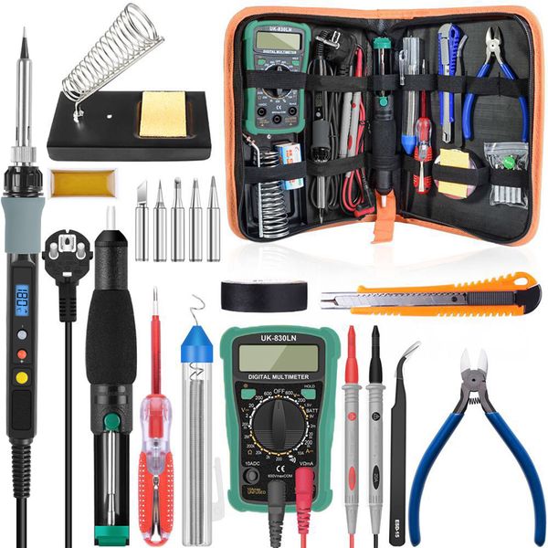 

220v 80w electric digital soldering iron adjustable temperature lcd with multimeter iron tips desoldeirng pump welding tool