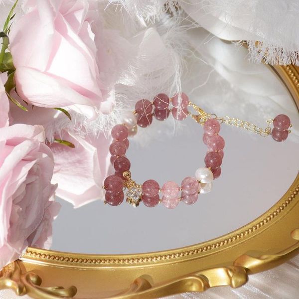 

a-74 wholesale pink rose crystal quartz natural stone streche bracelet elastic cord pulserase jewelry beads lovers woman, Black