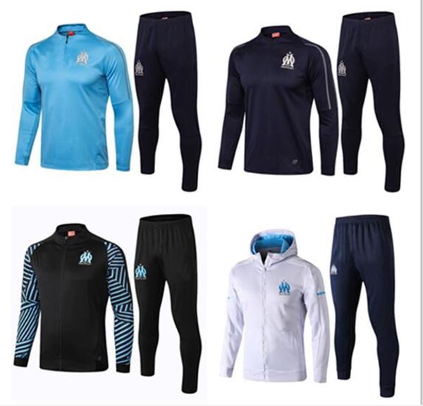 

2018 2019 new olympique de marseille tracksuit soccer jacket maillot de foot 18 19 payet l.gustavo thauvin om football jacket training suit, Black
