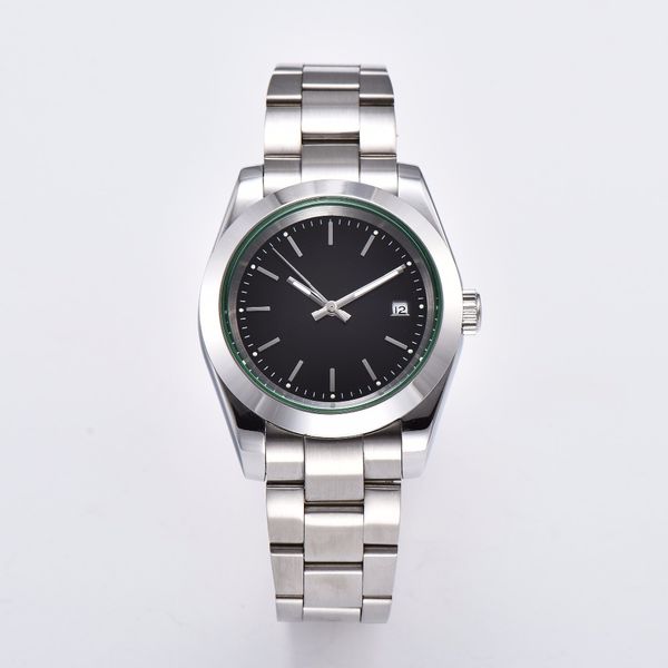 

40mm black dial luminous hand pointer men's new 316l stainless steel bracelet watch automatic movement c225-8, Slivery;brown