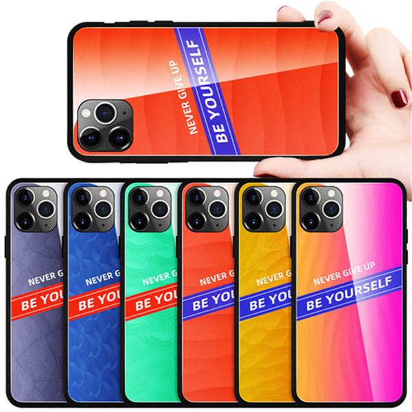 

gradient colors case for conque iphone 11 11pro 11pro max xr x 8 7 6plus tpu+glass hard back cellphone case in stock