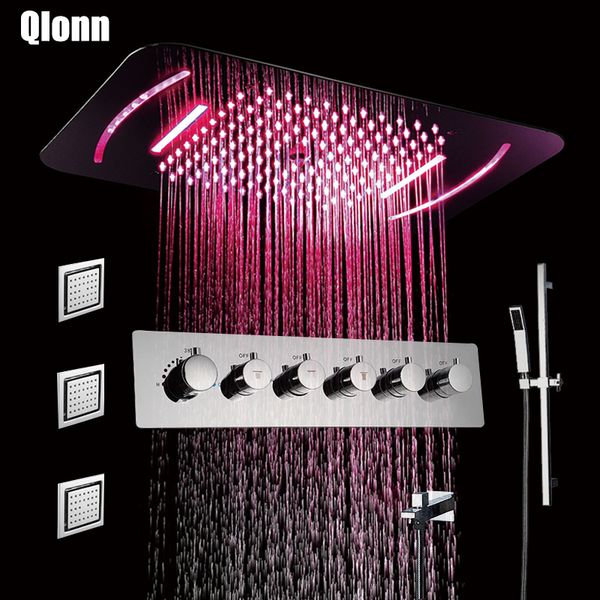 

площадь хромированная душ набор термостатический латунный душа смесители осадков водопад mist 580 * 380мм потолочный душ ползуна