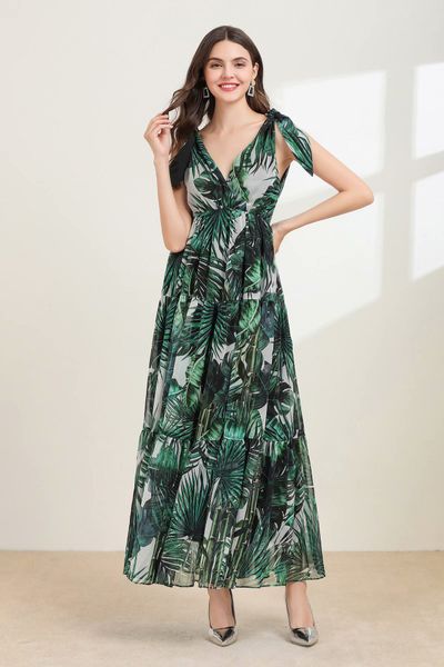 

milan runway dress 2020 spring summer v neck sleeveless print designer dress brand same style dress 0304-24, Black