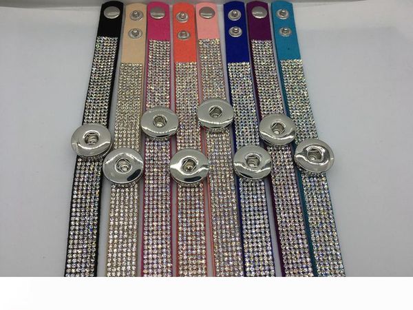 

wholesale ginger snap bracelet 8pcs lot mix style women fashion rhinestone snap bracelet jewelry fit 18mm snap chunk charm button, Golden;silver