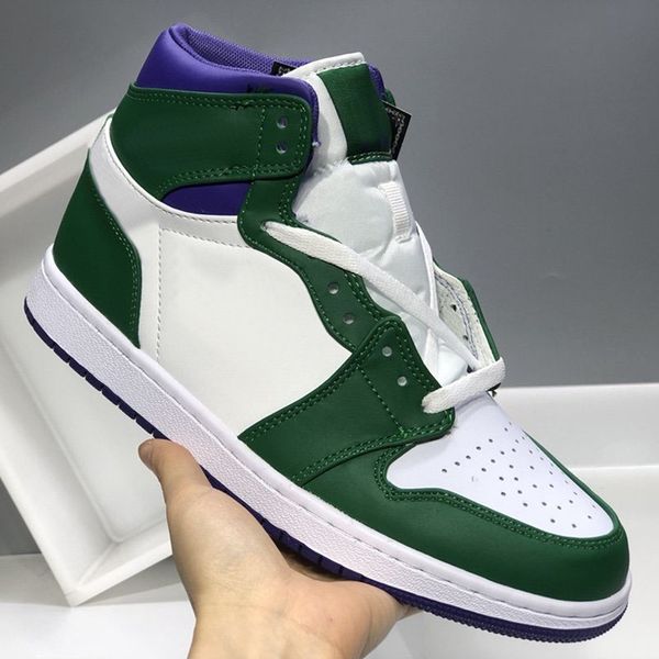 

2020 new 1 mid incredible hulk green purple aloe verde court purple men woman 1s fashion shoes size 36-45, Black