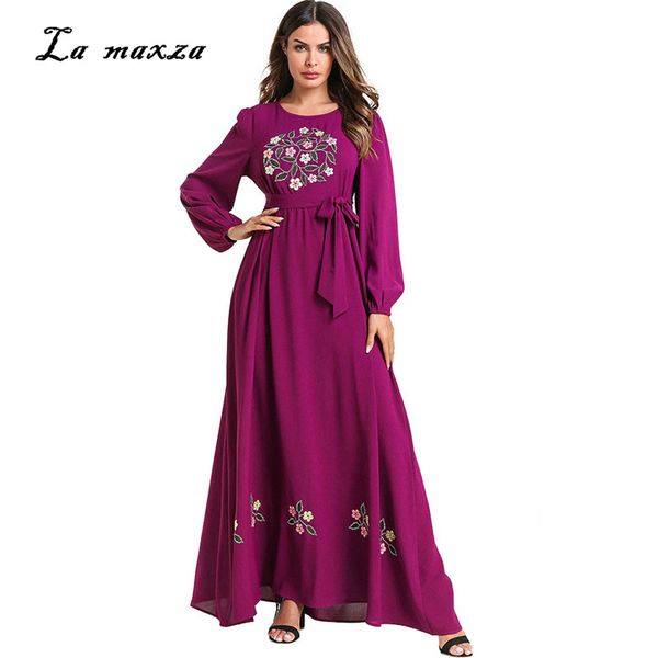 

long muslim abaya dress modest turkey embroidery kaftan dubai embroidery evening muslim party dress 7587-8, Red