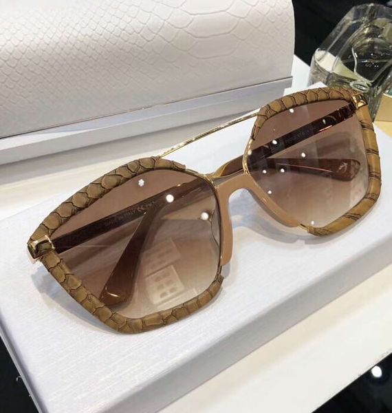 

leon/s sunglasses snake rim gold frame brown shaded women luxury designer glasses gafas de sol new with case, White;black